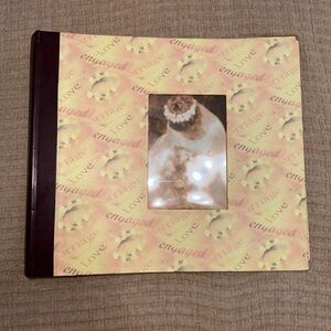 Engagement Photo Album / scrapbook with Burgundy-brown Spine